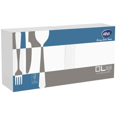 Aha, Servietten, Servietten AFH, 2-lagig, Falzung 1/4, 33x33cm, 250 Stück, weiss (250 Stk., 33 x 33 cm) Aha, Servietten, Servietten AFH, 2-lagig, Falzung 1/4, 33x33cm, 250 Stück, weiss (250 Stk., 33 x 33 cm)