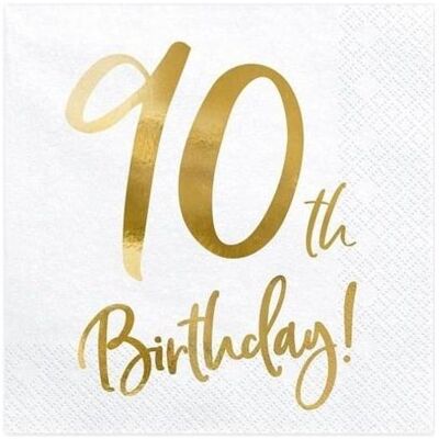 Partydeco, Servietten, 90. Geburtstag Weiss mit Golddruck (20 Stk., 33 x 33 cm) Partydeco, Servietten, 90. Geburtstag Weiss mit Golddruck (20 Stk., 33 x 33 cm)