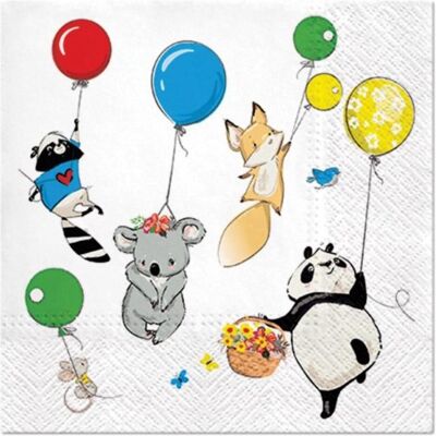 PAW Decor Collection, Servietten, Tiere m. Ballon, 33x33cm (20 Stk., 33 x 33 cm) PAW Decor Collection, Servietten, Tiere m. Ballon, 33x33cm (20 Stk., 33 x 33 cm)