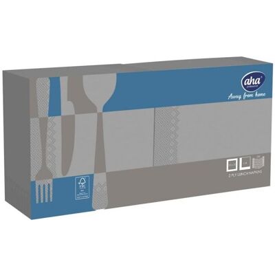 Aha, Servietten, Servietten AFH, 2-lagig, Falzung 1/4, 33x33cm, 250 Stück, grau (250 Stk., 33 x 33 cm) Aha, Servietten, Servietten AFH, 2-lagig, Falzung 1/4, 33x33cm, 250 Stück, grau (250 Stk., 33 x 33 cm)