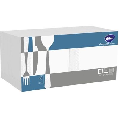 Aha, Servietten, Servietten AFH, 1-lagig, Falzung 1/4, 33x33 cm, 500 Stück, weiss (500 Stk., 33 x 33 cm) Aha, Servietten, Servietten AFH, 1-lagig, Falzung 1/4, 33x33 cm, 500 Stück, weiss (500 Stk., 33 x 33 cm)