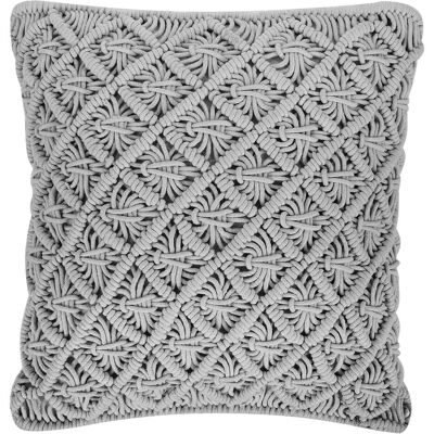 Beliani Grauer Baumwoll-Macramé-Kissen - 45x40cm Dekorationsaccessoire Beliani Grauer Baumwoll-Macramé-Kissen - 45x40cm Dekorationsaccessoire