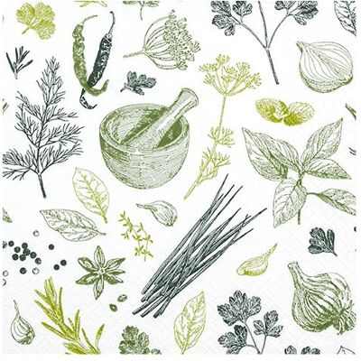 Homefashion, Servietten, Servietten 33x33 cm, 20 Stk., Herbs and Spices (20 Stk., 33 x 33 cm) Homefashion, Servietten, Servietten 33x33 cm, 20 Stk., Herbs and Spices (20 Stk., 33 x 33 cm)