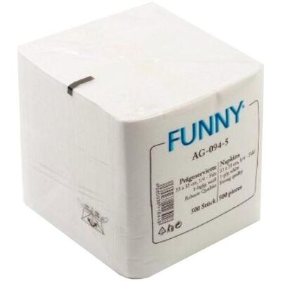 Funny, Servietten, Prägeserviette 32 x 32 cm, 1/4 Falz, 1-lagig, hochweiss, 100% Zellstoff, 500 Stück (500 Stk., 33 x 32 cm) Funny, Servietten, Prägeserviette 32 x 32 cm, 1/4 Falz, 1-lagig, hochweiss, 100% Zellstoff, 500 Stück (500 Stk., 33 x 32 cm)
