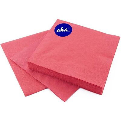 Aha, Servietten, Servietten, 3-lagig, Falzung 1/4, 33x33cm, 20 Stück, rot (20 Stk., 33 x 33 cm) Aha, Servietten, Servietten, 3-lagig, Falzung 1/4, 33x33cm, 20 Stück, rot (20 Stk., 33 x 33 cm)