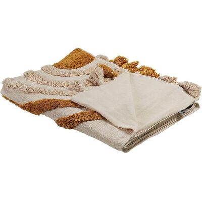 Beliani Baumwolldecke Beige Orange 130x180 - Decke Beliani Baumwolldecke Beige Orange 130x180 - Decke