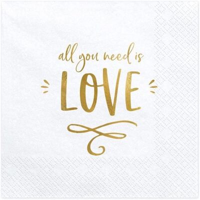 Partydeco, Servietten, All you need is LOVE (20 Stck) (20 Stk., 33 x 33 cm) Partydeco, Servietten, All you need is LOVE (20 Stck) (20 Stk., 33 x 33 cm)