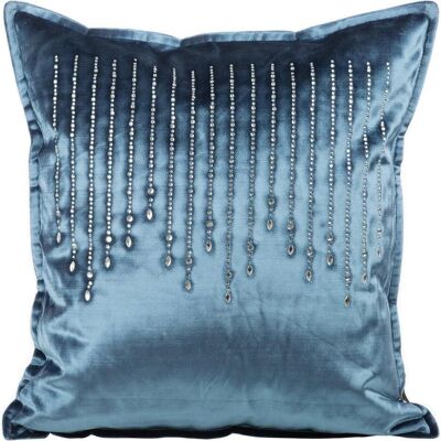 Eurofirany, Dekokissen, ROYAL / 1 Samtkissenbezug mit Zirkonen, 45X45 cm, Farbe: Blau (45 x 45 cm) Eurofirany, Dekokissen, ROYAL / 1 Samtkissenbezug mit Zirkonen, 45X45 cm, Farbe: Blau (45 x 45 cm)