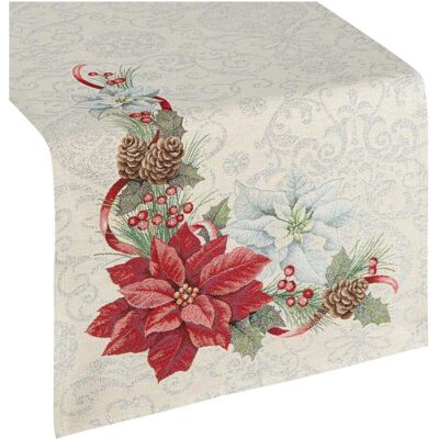 Eurofirany, Tischdecke, Gobelin-Tischläufer mit Weihnachtsmotiv, durchwirkt mit Silberfaden, 40 x 100 cm (100 x 40 cm) Eurofirany, Tischdecke, Gobelin-Tischläufer mit Weihnachtsmotiv, durchwirkt mit Silberfaden, 40 x 100 cm (100 x 40 cm)