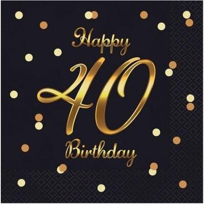 GoDan, Servietten, B&C Happy 40 Birthday Servietten schwarz 20 Stk (20 Stk., 33 x 33 cm) GoDan, Servietten, B&C Happy 40 Birthday Servietten schwarz 20 Stk (20 Stk., 33 x 33 cm)