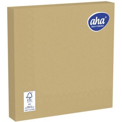 Aha, Servietten, Servietten, 3-lagig, Falzung 1/4, 33x33cm, 20 Stück, gold (20 Stk., 33 x 33 cm) Aha, Servietten, Servietten, 3-lagig, Falzung 1/4, 33x33cm, 20 Stück, gold (20 Stk., 33 x 33 cm)