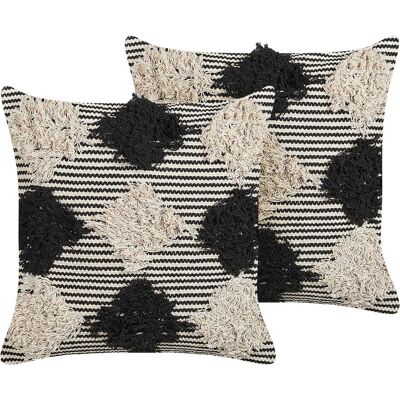 Beliani Baumwollkissen Set - Geometrisches Muster 50x50cm Beliani Baumwollkissen Set - Geometrisches Muster 50x50cm