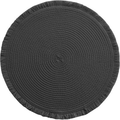 Casativo, Tischset, Tischset mit Fransen schwarz (38 cm) Casativo, Tischset, Tischset mit Fransen schwarz (38 cm)