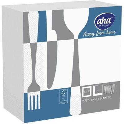 Aha, Servietten, Servietten AFH, 2-lagig, Falzung 1/4, 40x40cm, 100 Stück, weiss (100 Stk., 40 x 40 cm) Aha, Servietten, Servietten AFH, 2-lagig, Falzung 1/4, 40x40cm, 100 Stück, weiss (100 Stk., 40 x 40 cm)