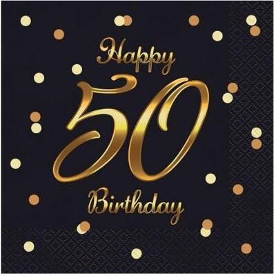 GoDan, Servietten, B&C Happy 50 Birthday Servietten schwarz 20 Stk (20 Stk., 33 x 33 cm) GoDan, Servietten, B&C Happy 50 Birthday Servietten schwarz 20 Stk (20 Stk., 33 x 33 cm)