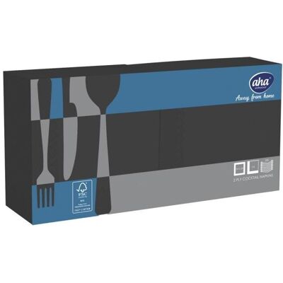Aha, Servietten, Servietten AFH, 2-lagig, Falzung 1/4, 24x24 cm, 200 Stück, schwarz (200 Stk., 24 x 24 cm) Aha, Servietten, Servietten AFH, 2-lagig, Falzung 1/4, 24x24 cm, 200 Stück, schwarz (200 Stk., 24 x 24 cm)