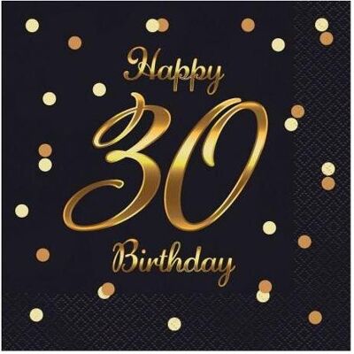 GoDan, Servietten, B&C Happy 30 Birthday Servietten schwarz 20 Stk (20 Stk., 33 x 33 cm) GoDan, Servietten, B&C Happy 30 Birthday Servietten schwarz 20 Stk (20 Stk., 33 x 33 cm)