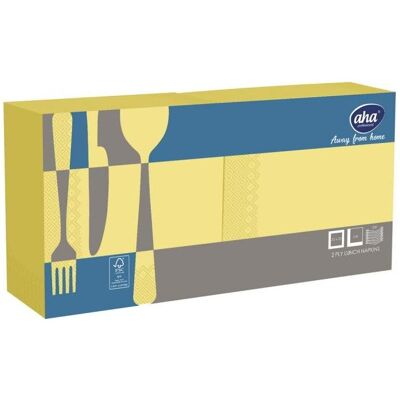 Aha, Servietten, Servietten AFH, 2-lagig, Falzung 1/4, 33x33cm, 250 Stück, pastellgelb (250 Stk., 33 x 33 cm) Aha, Servietten, Servietten AFH, 2-lagig, Falzung 1/4, 33x33cm, 250 Stück, pastellgelb (250 Stk., 33 x 33 cm)