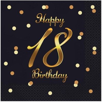 GoDan, Servietten, Happy 18 Birthday Servietten schwarz 33x33cm 20 Stk (20 Stk., 33 x 33 cm) GoDan, Servietten, Happy 18 Birthday Servietten schwarz 33x33cm 20 Stk (20 Stk., 33 x 33 cm)