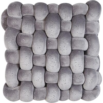 Beliani Graues Samtknoten-Kissen - 30x30cm - Modernes Dekor Beliani Graues Samtknoten-Kissen - 30x30cm - Modernes Dekor