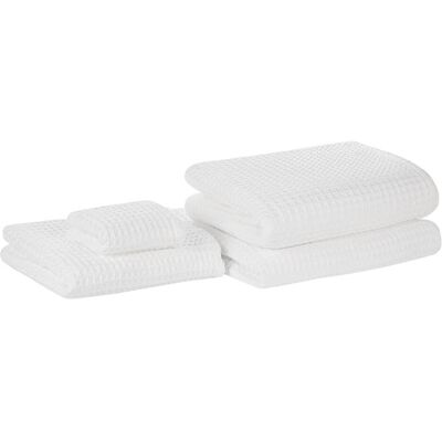Beliani, Handtücher, Weisses Baumwollhandtuch-Set 4 ATAI (30 x 50 cm) Beliani, Handtücher, Weisses Baumwollhandtuch-Set 4 ATAI (30 x 50 cm)