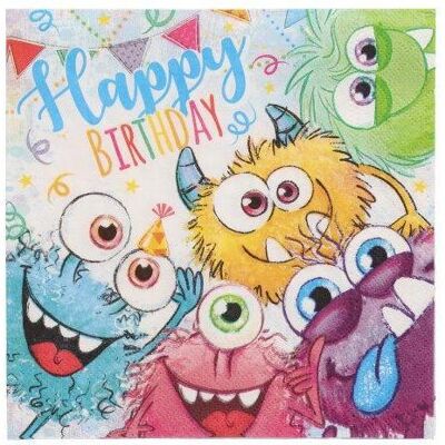 Papstar, Servietten, Funny Monsters (20 Stk., 33 x 33 cm) Papstar, Servietten, Funny Monsters (20 Stk., 33 x 33 cm)