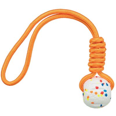 Trixie Light & Strong, ball w/rope, EPS, 7,5cm/40cm,white/multicol (Ballspielzeug Hund), Hundespielzeug Trixie Light & Strong, ball w/rope, EPS, 7,5cm/40cm,white/multicol (Ballspielzeug Hund), Hundespielzeug
