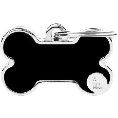 Myfamily Bone Logo ID-Hundetag schwarz, 2.9x2cm (1 Stk) (S, Hund, Allgemein), Halsband + Leine Myfamily Bone Logo ID-Hundetag schwarz, 2.9x2cm (1 Stk) (S, Hund, Allgemein), Halsband + Leine