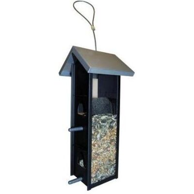 Ryom Foderautomat t/fugleblanding 28cm firkantet metal, Vogelhaus Ryom Foderautomat t/fugleblanding 28cm firkantet metal, Vogelhaus