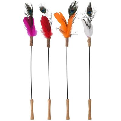 Flamingo - Cat toy fishing rod with feathers and Matatabi - assorted colours, Katzenspielzeug Flamingo - Cat toy fishing rod with feathers and Matatabi - assorted colours, Katzenspielzeug