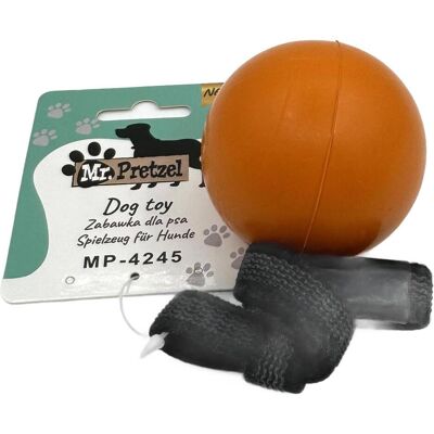 Mr. Pretzel Vollgummiball am Seil für Hunde 6 cm (Ballspielzeug Hund), Hundespielzeug Mr. Pretzel Vollgummiball am Seil für Hunde 6 cm (Ballspielzeug Hund), Hundespielzeug