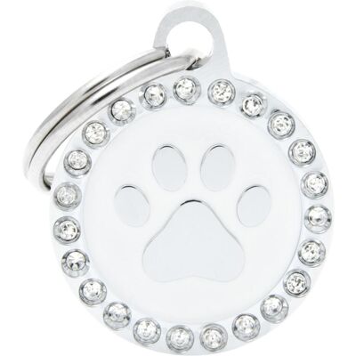 Myfamily MyFa tegn glam, cirkel med pote, hvid (Hund), Halsband + Leine Myfamily MyFa tegn glam, cirkel med pote, hvid (Hund), Halsband + Leine