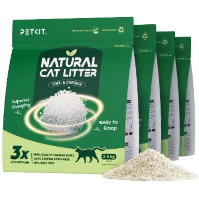 Petkit Natur Katzenstreu klumpend staubarm Geruchsstopp 4 Beutel (Klumpend, 10.35 kg), Katzenstreu Petkit Natur Katzenstreu klumpend staubarm Geruchsstopp 4 Beutel (Klumpend, 10.35 kg), Katzenstreu