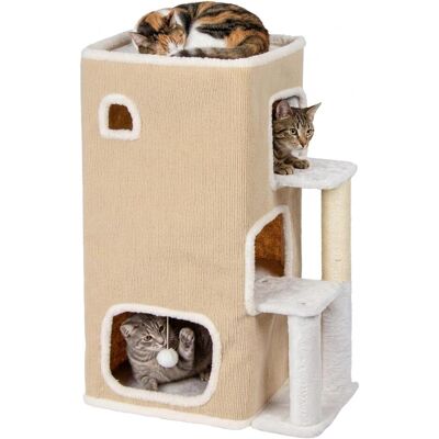 Relaxdays Katzenhaus (83.50 cm, Beige, Beigeweiss), Katzenbaum Relaxdays Katzenhaus (83.50 cm, Beige, Beigeweiss), Katzenbaum