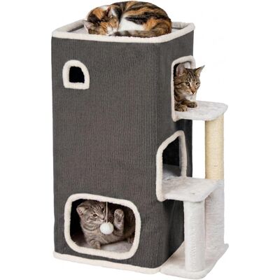 Relaxdays Katzenhaus (83.50 cm, Beige, Grau, Weiss), Katzenbaum Relaxdays Katzenhaus (83.50 cm, Beige, Grau, Weiss), Katzenbaum