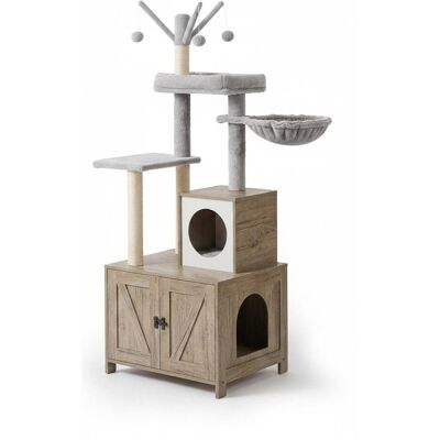 Relaxdays Kratzbaum (150 cm, Grau, Hellbraun, Weiss), Katzenbaum Relaxdays Kratzbaum (150 cm, Grau, Hellbraun, Weiss), Katzenbaum