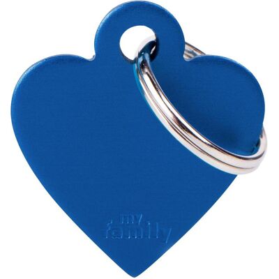 My Family Kleine Herz Medaille aus Aluminium Blau – Haustiermarke My Family Kleine Herz Medaille aus Aluminium Blau – Haustiermarke
