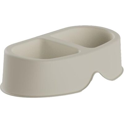 Plastiken Hundefutterspender - Doppel 0,5L Beige Plastiken Hundefutterspender - Doppel 0,5L Beige