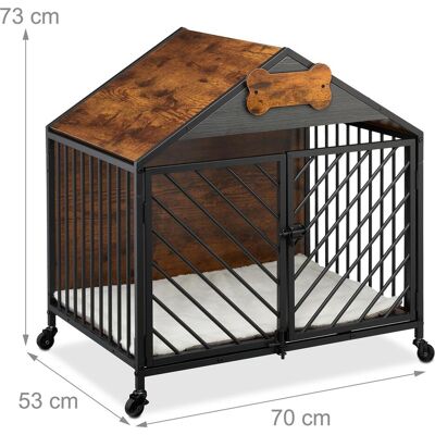 Relaxdays Hundekäfig für Zuhause mit Rollen, Hundehütte Relaxdays Hundekäfig für Zuhause mit Rollen, Hundehütte
