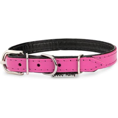 Barry King Obroża skórzana dla psa, różowy/czarny, M-L, 16mm/45cm (Hund), Halsband + Leine Barry King Obroża skórzana dla psa, różowy/czarny, M-L, 16mm/45cm (Hund), Halsband + Leine