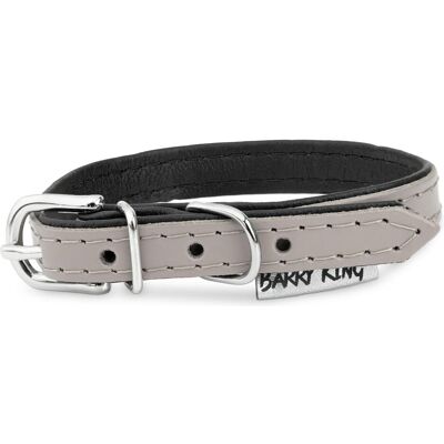 Barry King Obroża skórzana dla psa, szary/czarny, XS-S, 12mm/35cm (Hund), Halsband + Leine Barry King Obroża skórzana dla psa, szary/czarny, XS-S, 12mm/35cm (Hund), Halsband + Leine
