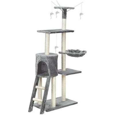 FunFit Drapak dla kota XL z zabawkami uniwersalny 1808 (135 cm, Grau), Katzenbaum FunFit Drapak dla kota XL z zabawkami uniwersalny 1808 (135 cm, Grau), Katzenbaum