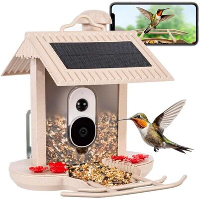 Hibirds Slimme Vogelvoeder met Camera - Vogelkijkcamera met Zonnepanelen beige (HB-F1-BEIGE), Vogelhaus Hibirds Slimme Vogelvoeder met Camera - Vogelkijkcamera met Zonnepanelen beige (HB-F1-BEIGE), Vogelhaus