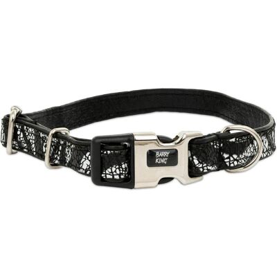 Barry King Obroża dla psa, Equilibre, Czarny wzór w zebrę, skórzana niklowana, M 16mm/30-50cm (M, Hund), Halsband + Leine Barry King Obroża dla psa, Equilibre, Czarny wzór w zebrę, skórzana niklowana, M 16mm/30-50cm (M, Hund), Halsband + Leine