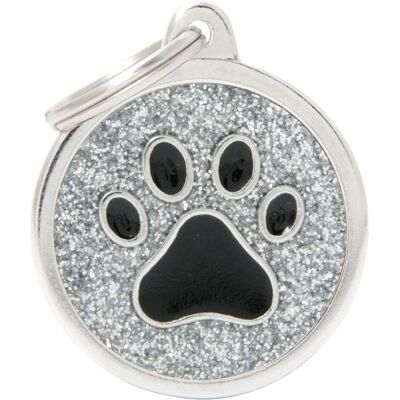 Myfamily MyFa tegn shine, cirkel stor med sort pote, grå (Hund), Halsband + Leine Myfamily MyFa tegn shine, cirkel stor med sort pote, grå (Hund), Halsband + Leine