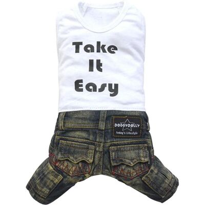 Doggydolly Komplet jeans z t-shirtem, biały,S 23-25cm/36-38cm (S, Hundeoverall), Hundebekleidung Doggydolly Komplet jeans z t-shirtem, biały,S 23-25cm/36-38cm (S, Hundeoverall), Hundebekleidung