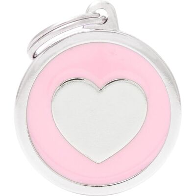 Myfamily MyFa tegn classic, cirkel med hjerte stor, pink (Hund), Halsband + Leine Myfamily MyFa tegn classic, cirkel med hjerte stor, pink (Hund), Halsband + Leine