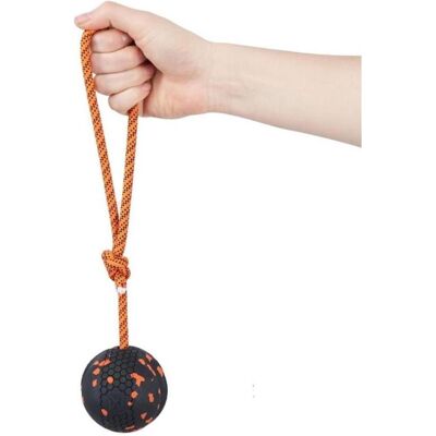 Non-Stop Dogwear Non-Stop - Ball with rope - Orange/black - 7cm (Ballspielzeug Hund), Hundespielzeug Non-Stop Dogwear Non-Stop - Ball with rope - Orange/black - 7cm (Ballspielzeug Hund), Hundespielzeug