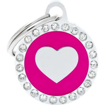 Myfamily MyFa tegn glam, cirkel med hjerte, pink (Hund), Halsband + Leine Myfamily MyFa tegn glam, cirkel med hjerte, pink (Hund), Halsband + Leine