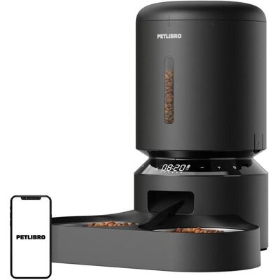 Petlibro Dozownik karmy Granary 5l z podwójną misą (czarny) (500 cl), Futternapf Petlibro Dozownik karmy Granary 5l z podwójną misą (czarny) (500 cl), Futternapf